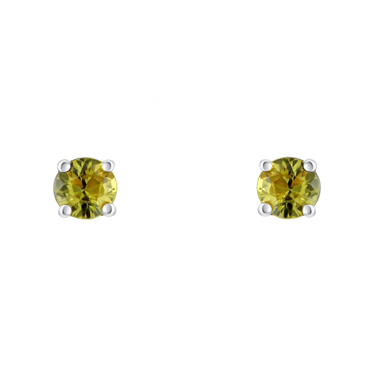 Platinum 5mm x 5mm yellow sapphire stud earrings
