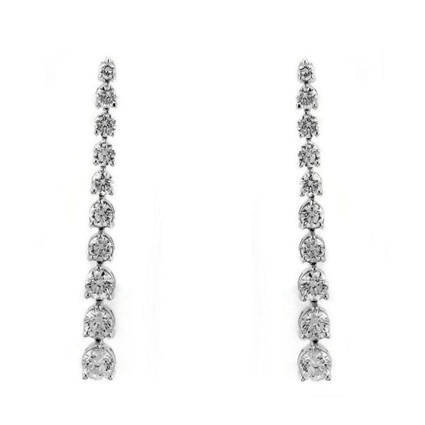 18ct white gold 2.19ct graduated diamond drop earrings