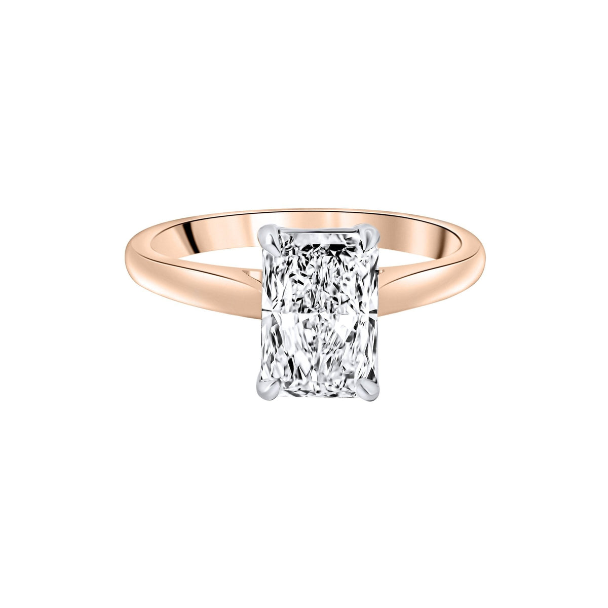 Lab grown 18ct rose gold 2.19ct D VVS2 IGI radiant diamond ring
