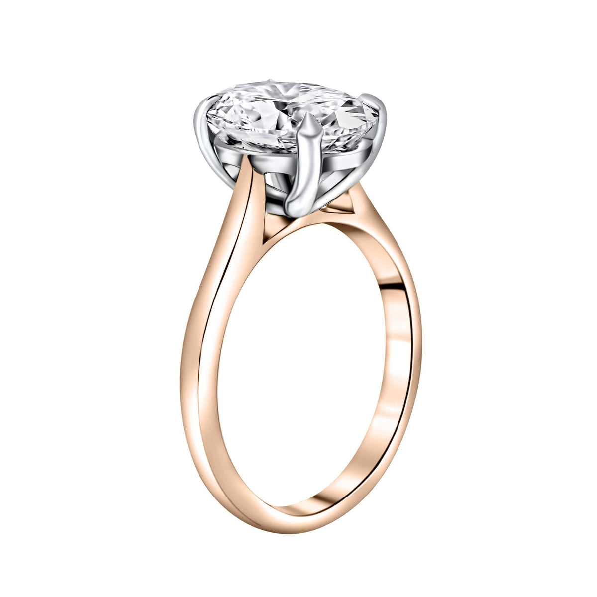 Lab grown 18ct rose gold 2.00ct D VVS2 IGI oval diamond ring