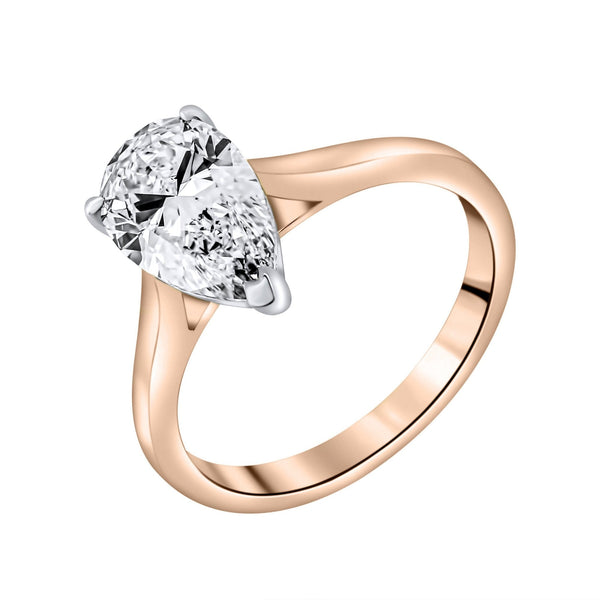 Lab grown 18ct rose gold 2.00ct D VVS2 IGI pear diamond ring