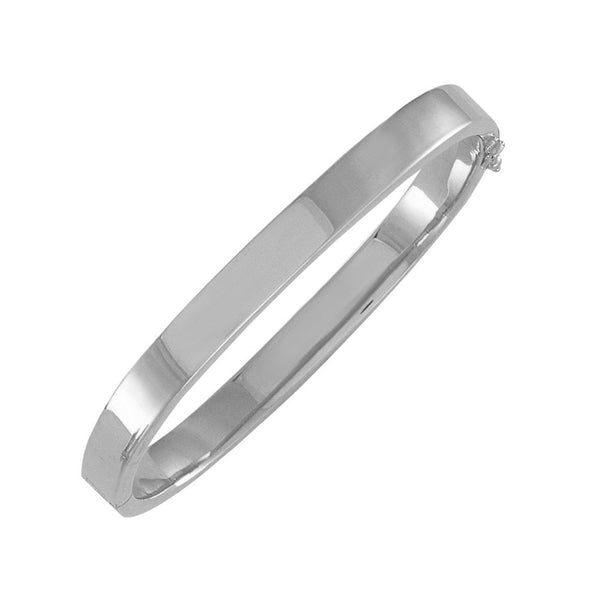 9ct white gold 6.00mm solid oval bangle