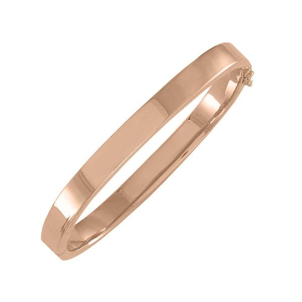 9ct rose gold 5.00mm thick solid square solid bangle