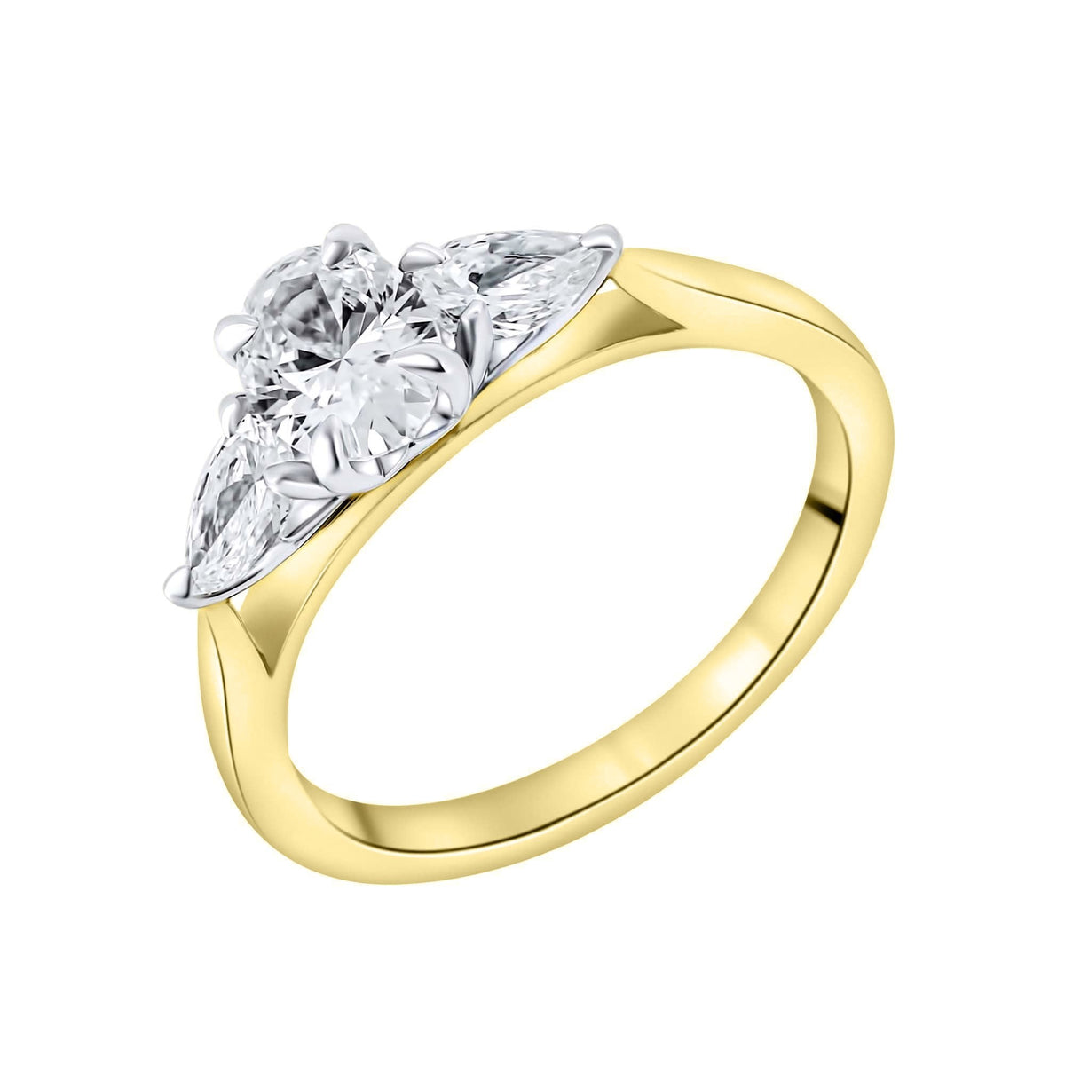 LG 18ct yellow gold 1.21ct D VVS2 IGI oval & pear diamond ring
