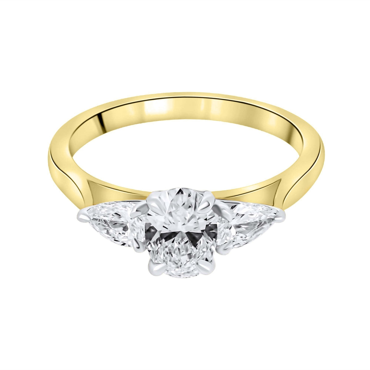 LG 18ct yellow gold 1.21ct D VVS2 IGI oval & pear diamond ring