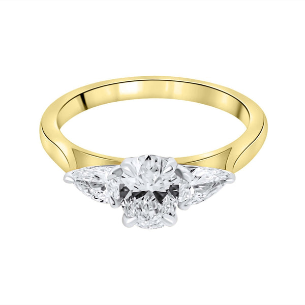 LG 18ct yellow gold 1.21ct D VVS2 IGI oval & pear diamond ring