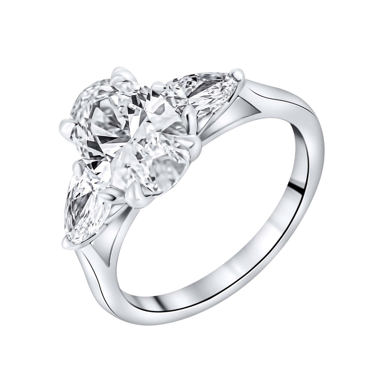 Lab grown platinum 2.82ct D VVS2 oval & pear diamond ring