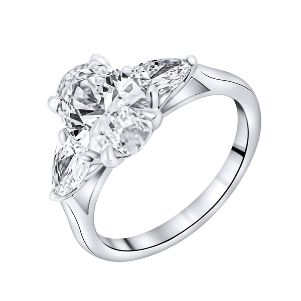 Lab grown platinum 2.82ct D VVS2 oval & pear diamond ring