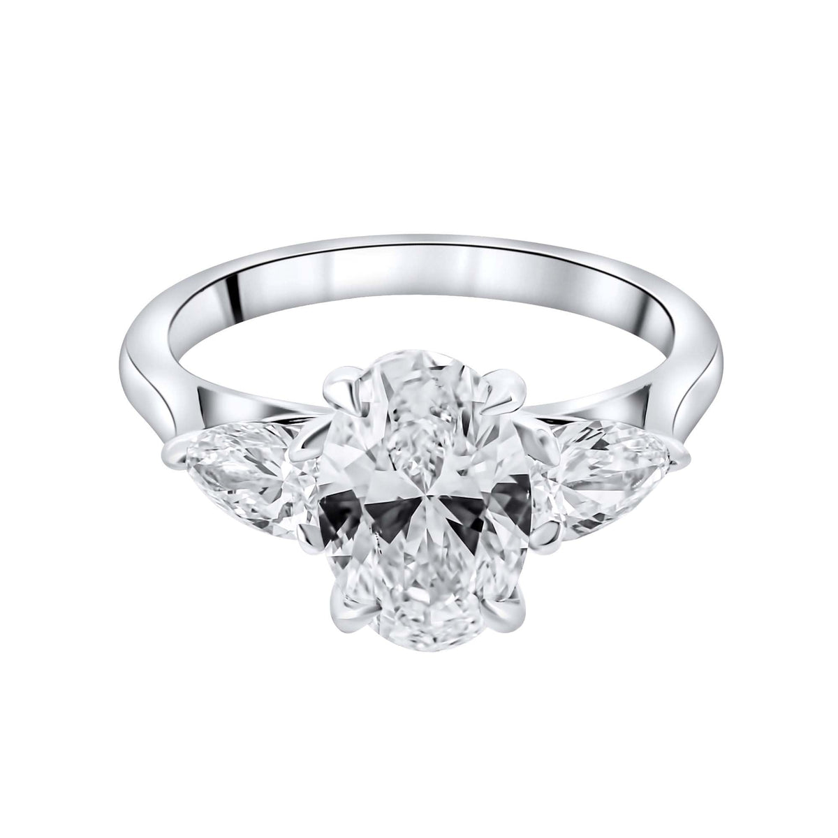 Lab grown platinum 2.82ct D VVS2 oval & pear diamond ring