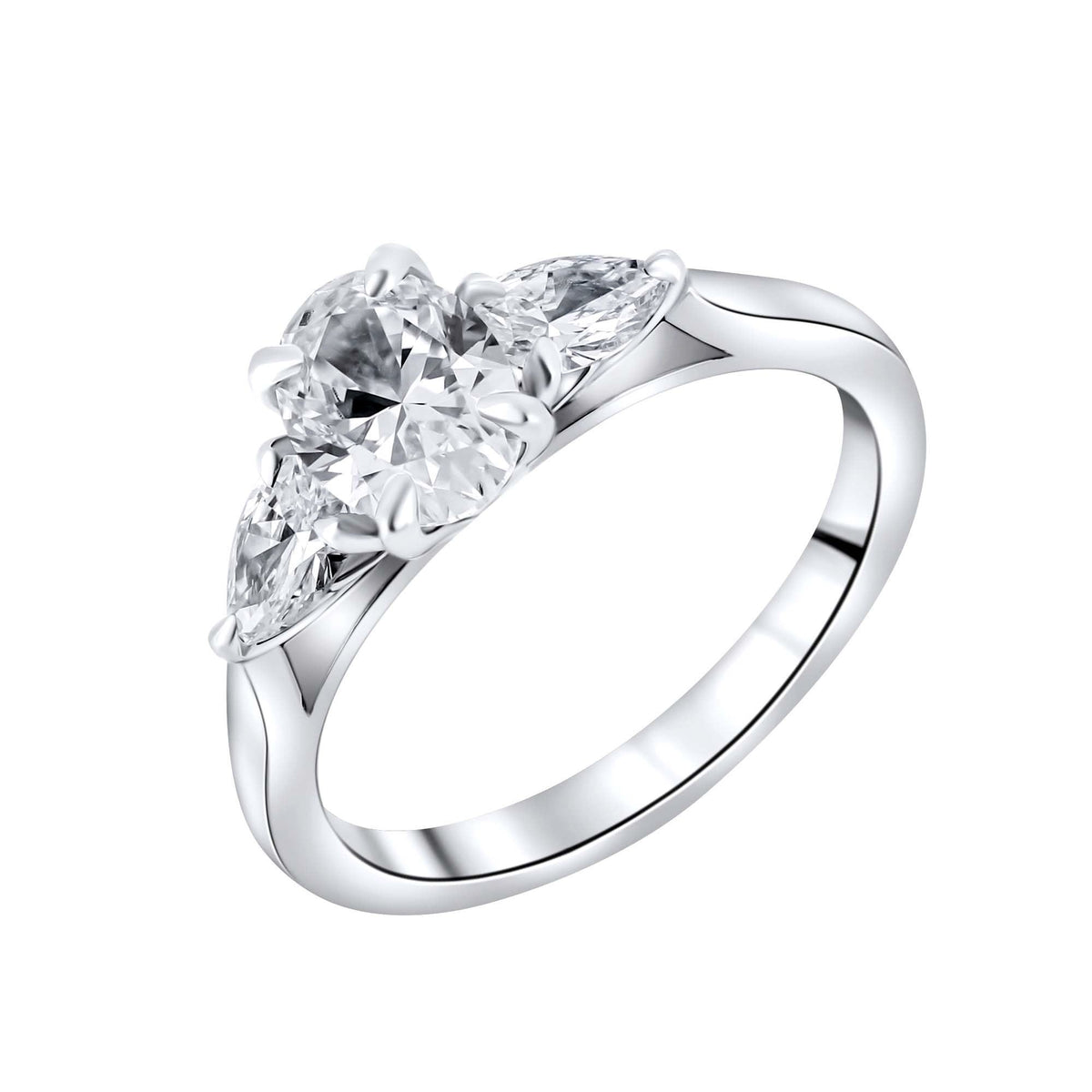 Lab grown platinum 1.55ct D VVS2 IGI oval & pear diamond ring