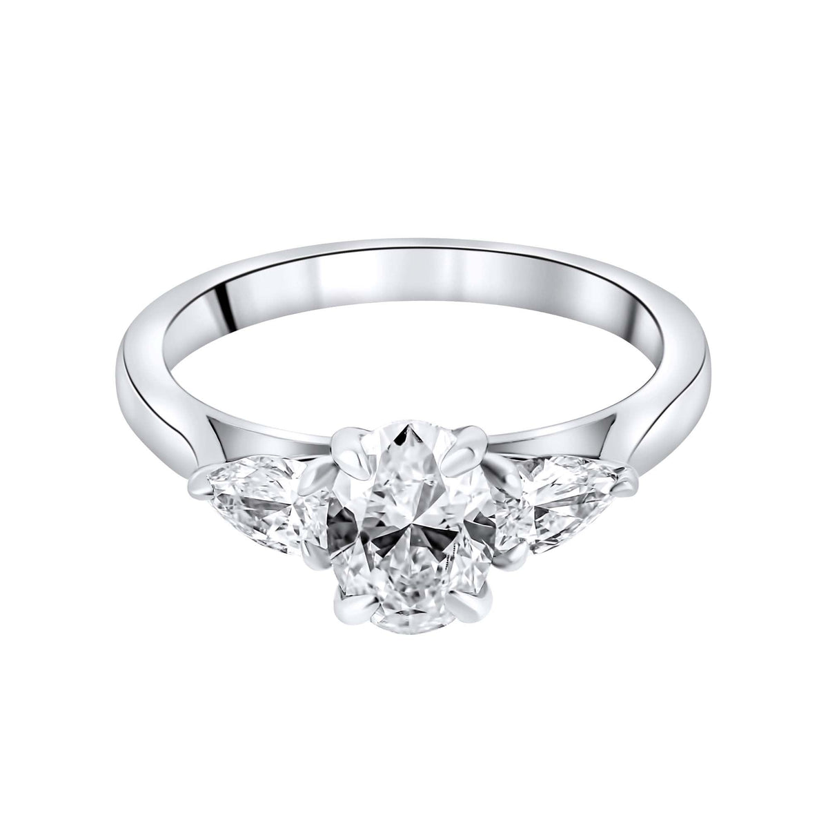 Lab grown platinum 1.55ct D VVS2 IGI oval & pear diamond ring
