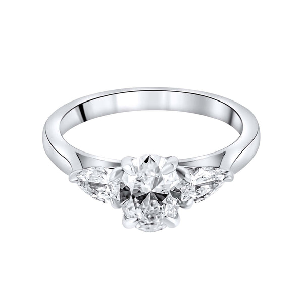 Lab grown platinum 1.55ct D VVS2 IGI oval & pear diamond ring