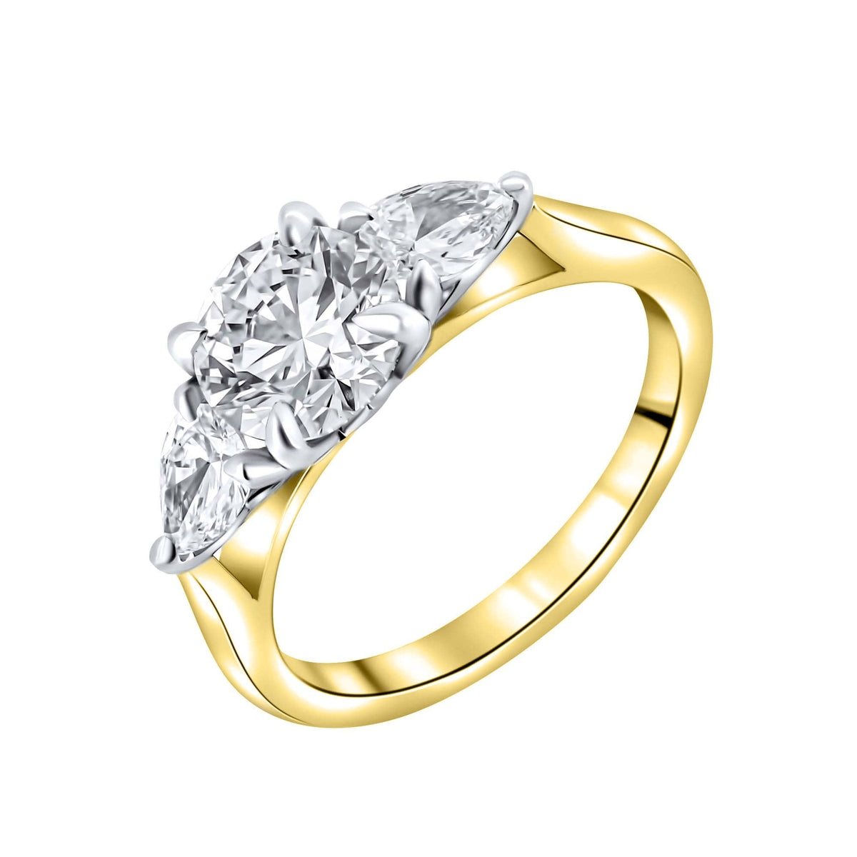LG 18ct yellow gold 2.15ct D VVS2 IGI round & pear diamond ring