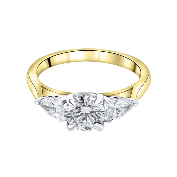 LG 18ct yellow gold 2.15ct D VVS2 IGI round & pear diamond ring