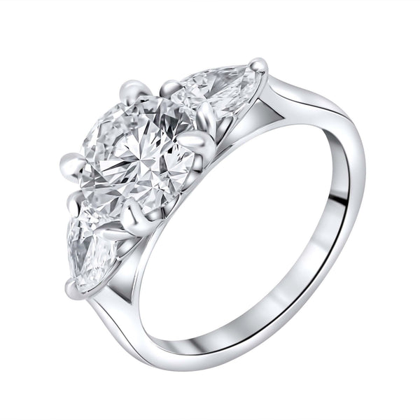 Lab grown platinum 2.88ct D VVS2 IGI round & pear diamond ring