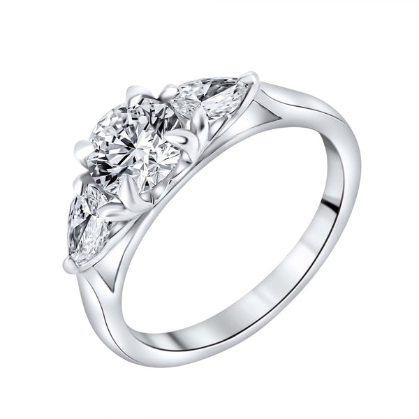 Lab grown platinum 1.54ct D VVS2 IGI round & pear diamond ring