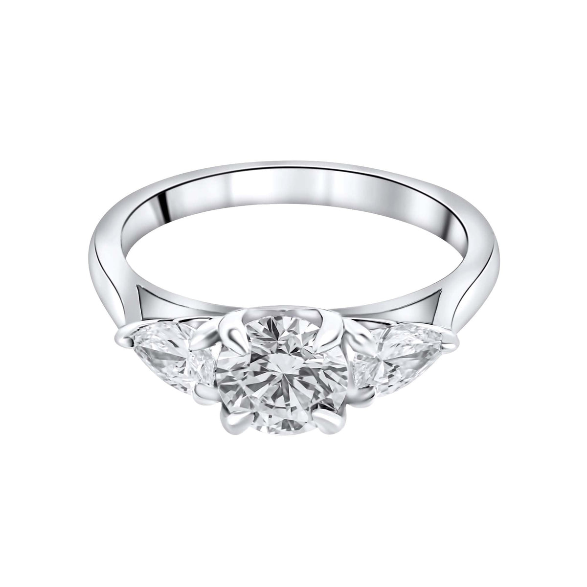 Lab grown platinum 1.54ct D VVS2 IGI round & pear diamond ring