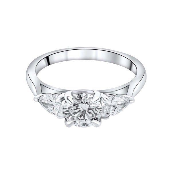 Lab grown platinum 1.54ct D VVS2 IGI round & pear diamond ring
