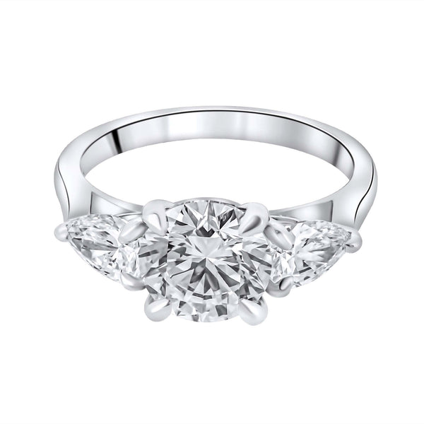 Lab grown platinum 2.88ct D VVS2 IGI round & pear diamond ring