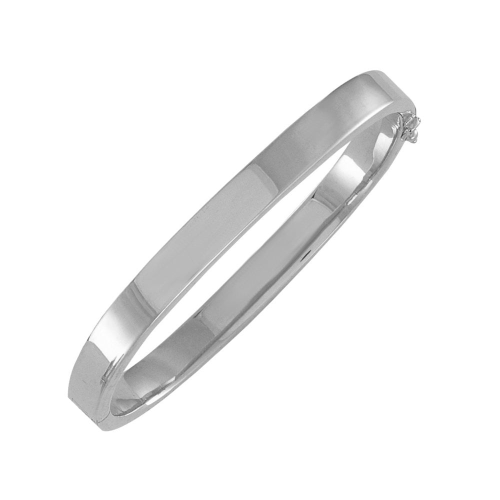 9ct white gold 5.50mm oval solid bangle