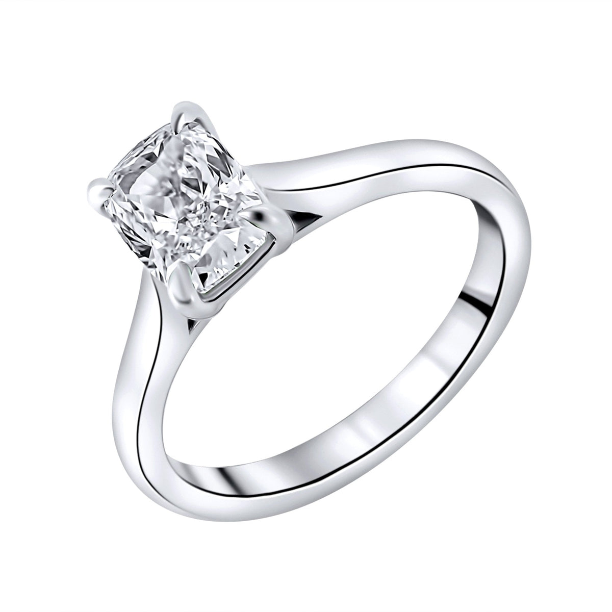 Lab grown platinum 1.52ct D VVS2 elongated cushion diamond ring