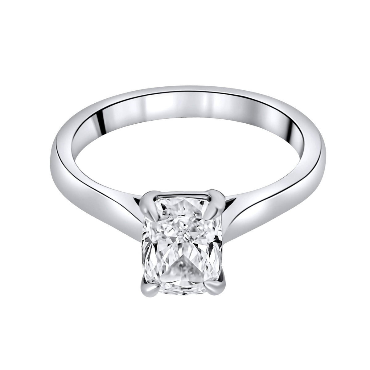 Lab grown platinum 1.52ct D VVS2 elongated cushion diamond ring