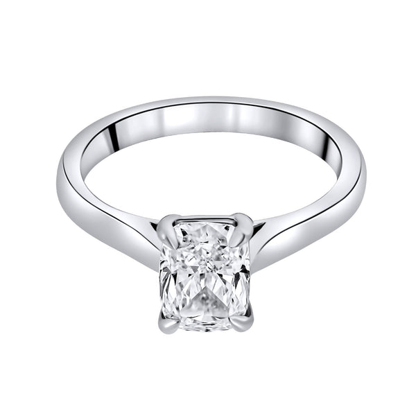 Lab grown platinum 1.52ct D VVS2 elongated cushion diamond ring