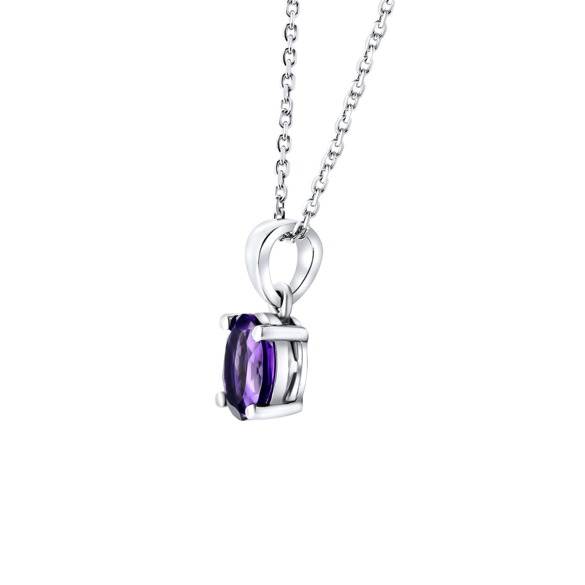 Platinum 7mm x 5mm amethyst pendant