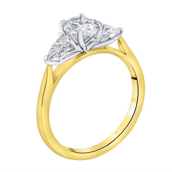 LG 18ct yellow gold 1.21ct D VVS2 IGI oval & pear diamond ring