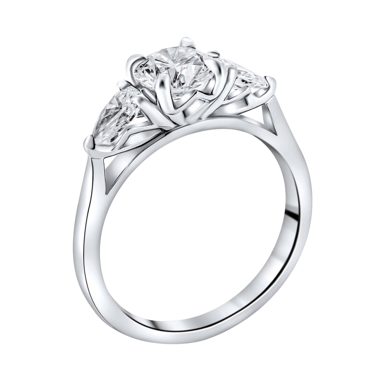 Lab grown platinum 1.54ct D VVS2 IGI round & pear diamond ring
