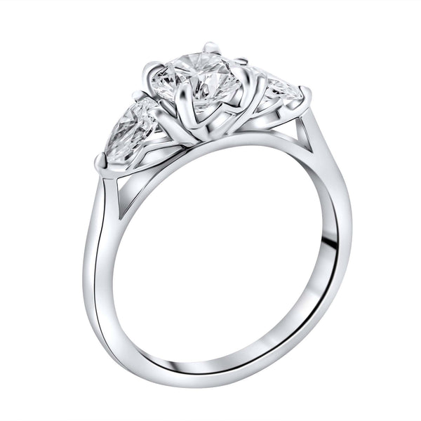 Lab grown platinum 1.54ct D VVS2 IGI round & pear diamond ring
