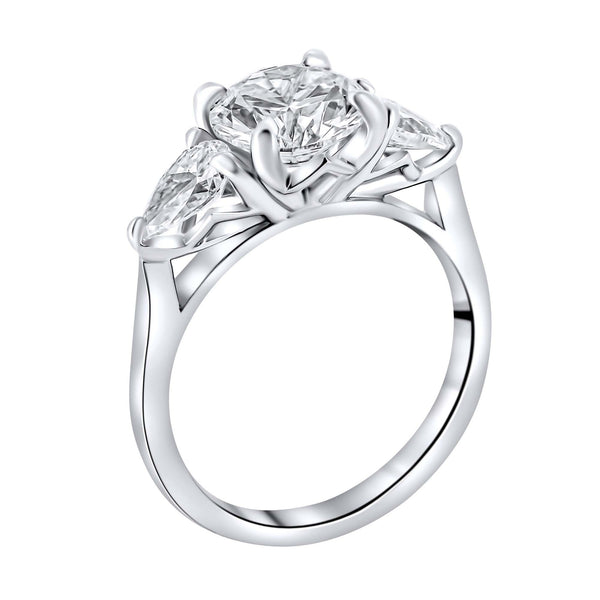 Lab grown platinum 2.88ct D VVS2 IGI round & pear diamond ring