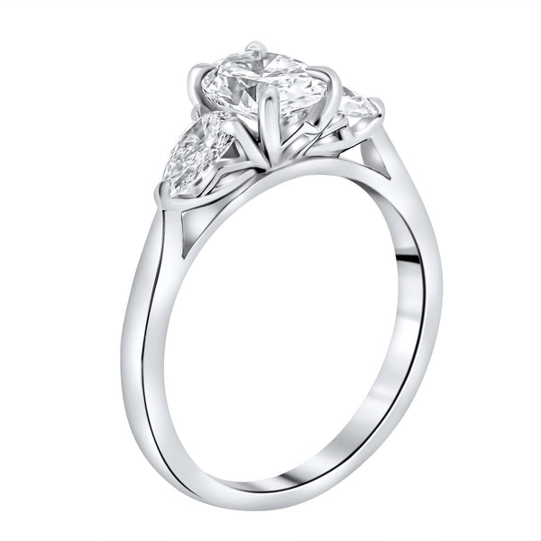 Lab grown platinum 1.55ct D VVS2 IGI oval & pear diamond ring