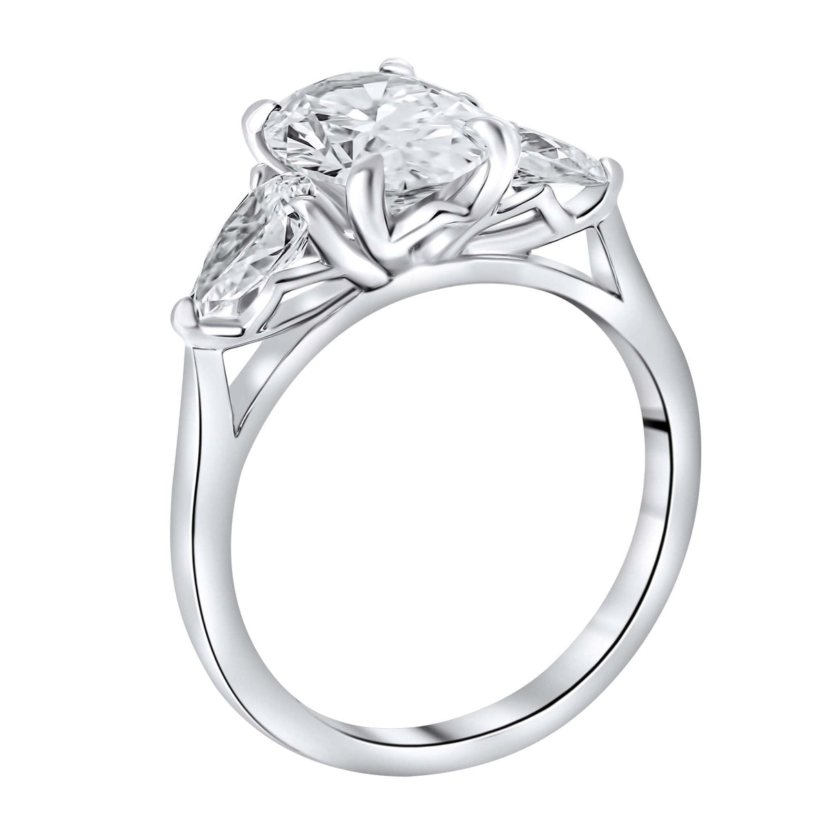 Lab grown platinum 2.82ct D VVS2 oval & pear diamond ring