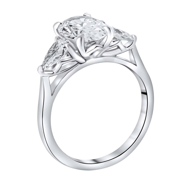 Lab grown platinum 2.82ct D VVS2 oval & pear diamond ring