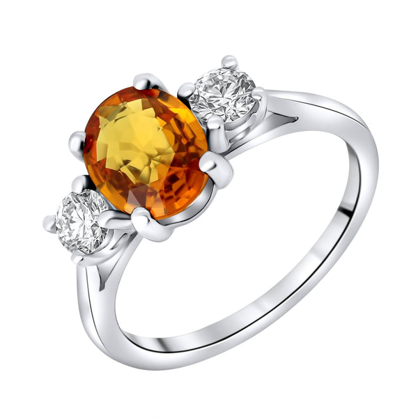 Platinum 1.22ct fire opal & 0.41ct diamond 3 stone ring