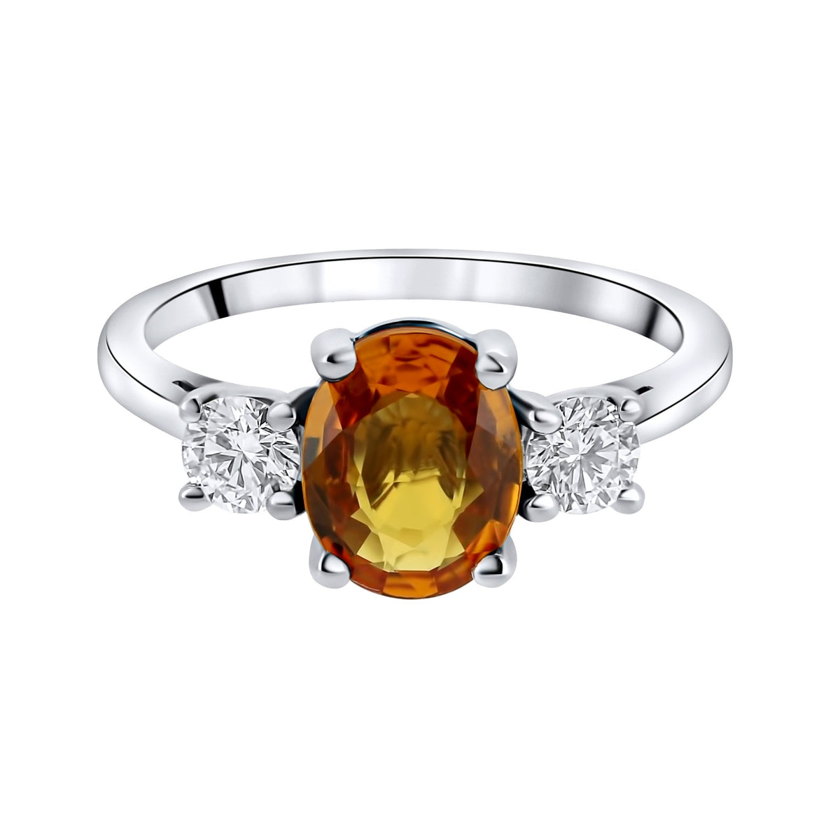 Platinum 1.22ct fire opal & 0.41ct diamond 3 stone ring