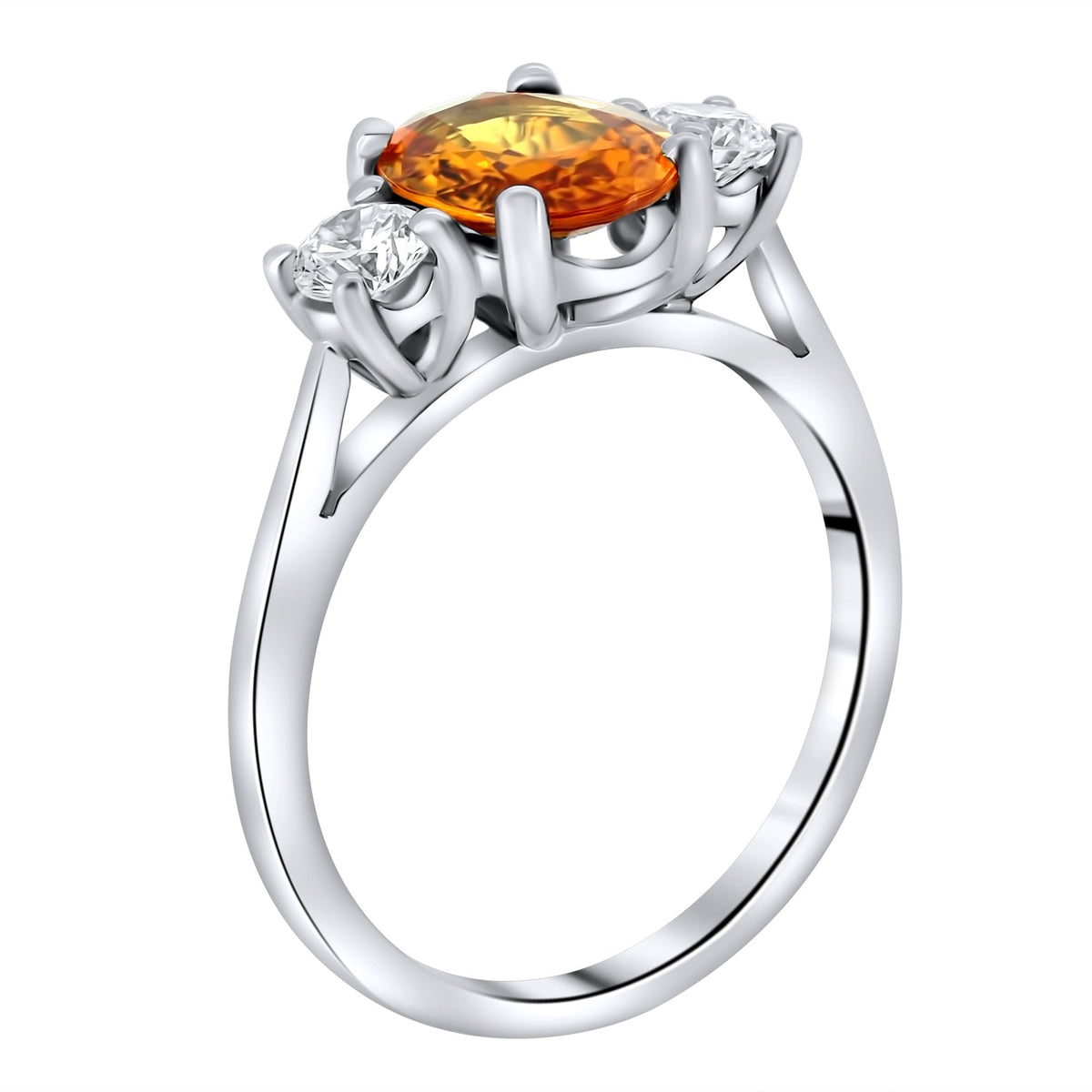 Platinum 1.22ct fire opal & 0.41ct diamond 3 stone ring