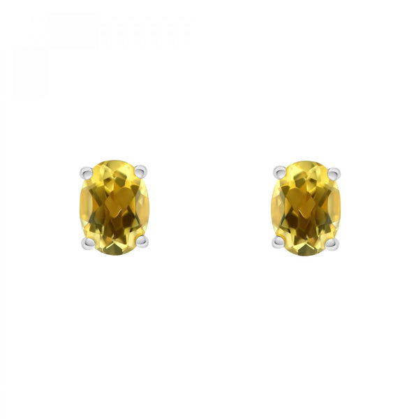 Platinum 7mm x 5mm citrine stud earrings