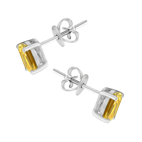 Platinum 7mm x 5mm citrine stud earrings