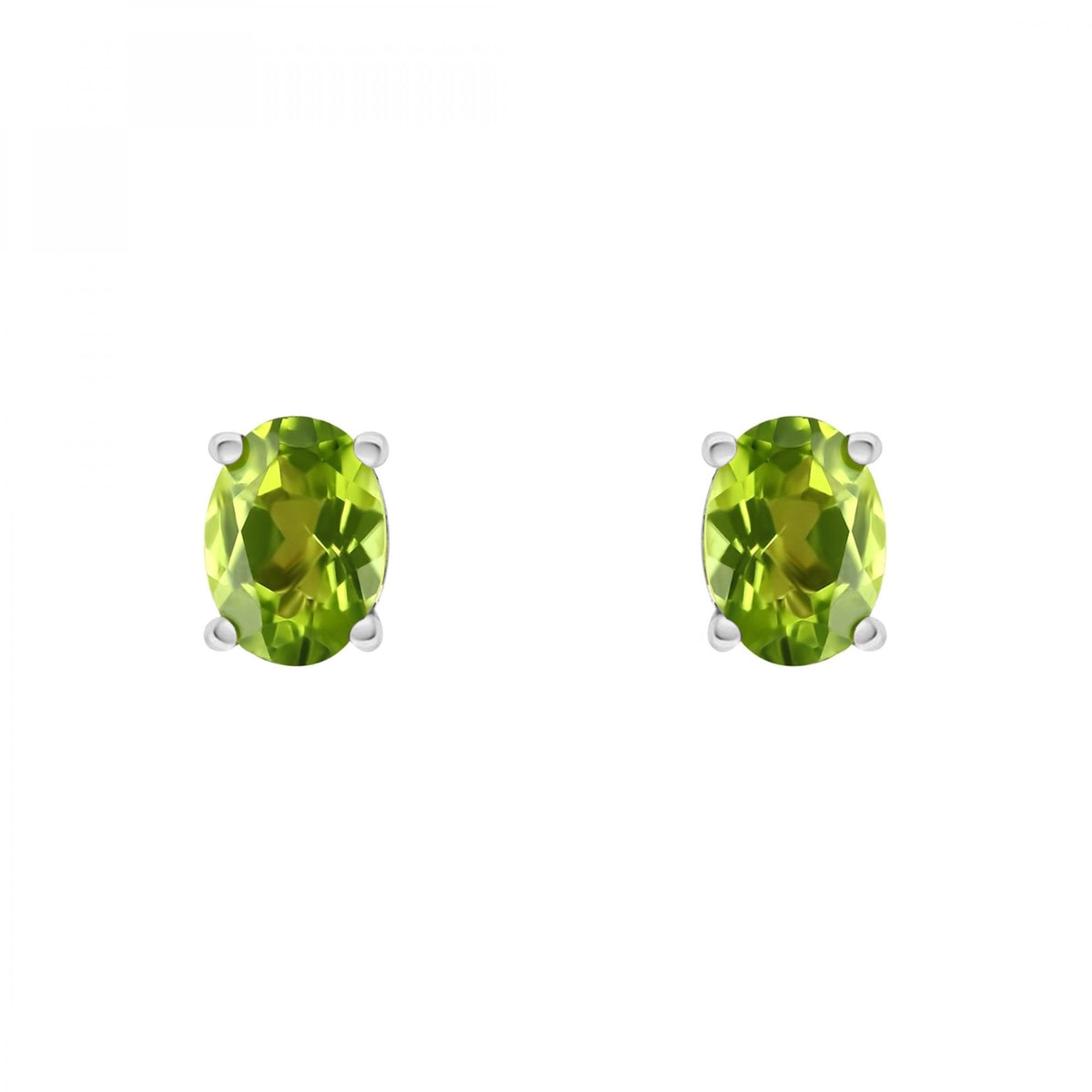 Platinum 7mm x 5mm peridot stud earrings