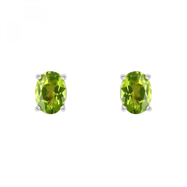 Platinum 7mm x 5mm peridot stud earrings