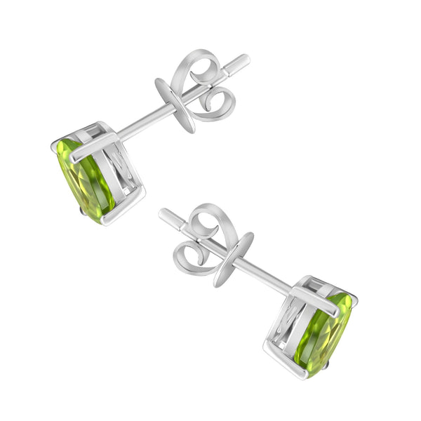 Platinum 7mm x 5mm peridot stud earrings