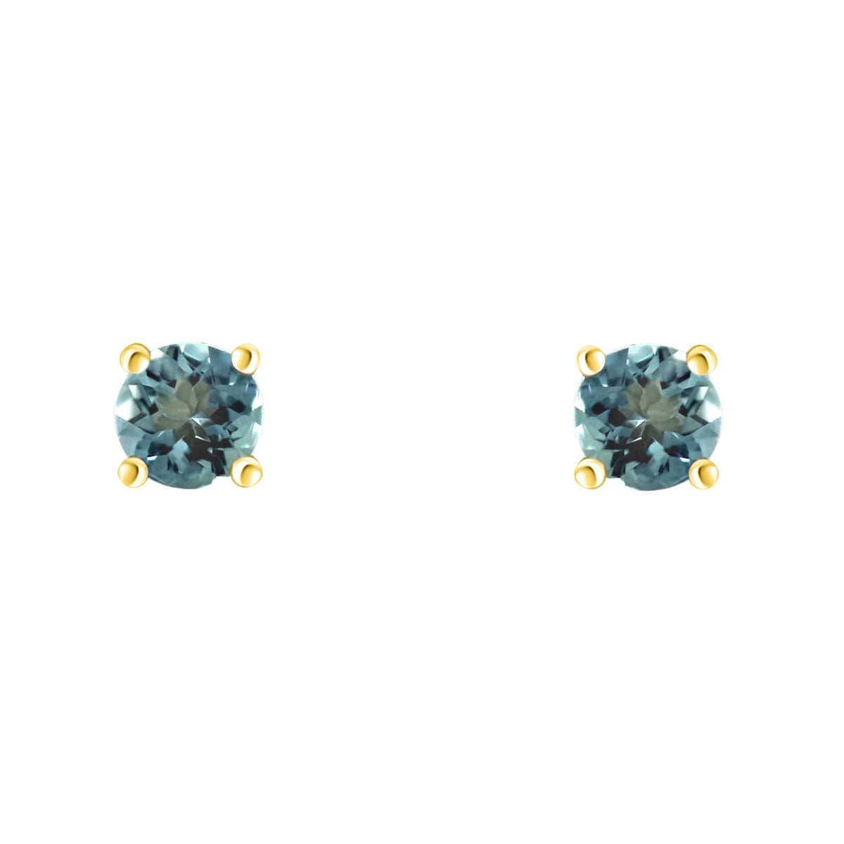18ct yellow gold 5mm x 5mm aquamarine stud earrings