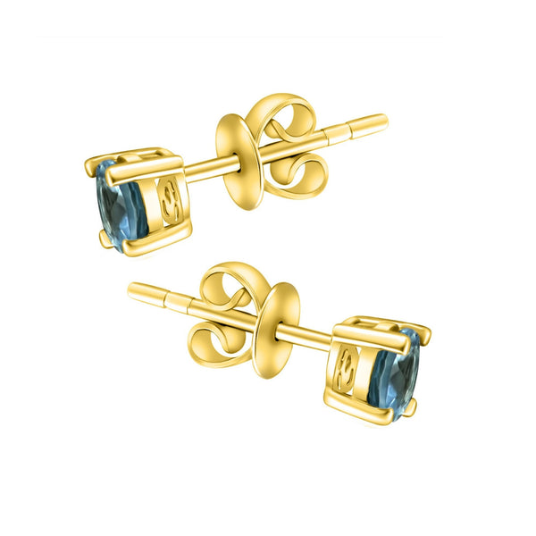 18ct yellow gold 5mm x 5mm aquamarine stud earrings