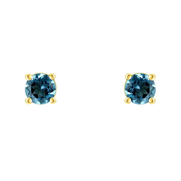 18ct yellow gold 5mm x 5mm Swiss blue topaz stud earrings