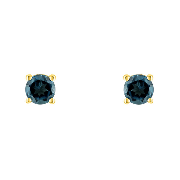 18ct yellow gold 5mm x 5mm London blue topaz stud earrings