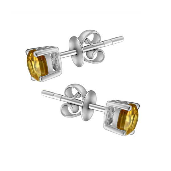 Platinum 5mm x 5mm citrine stud earrings