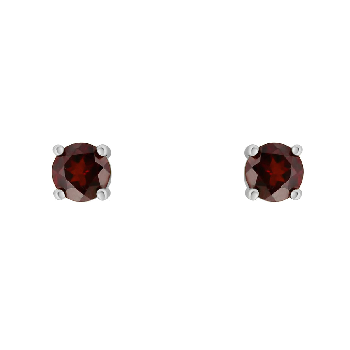 Platinum 5mm x 5mm garnet stud earrings