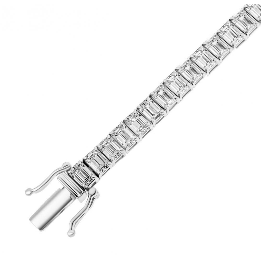 Lab grown platinum 15.00ct emerald cut diamond tennis bracelet